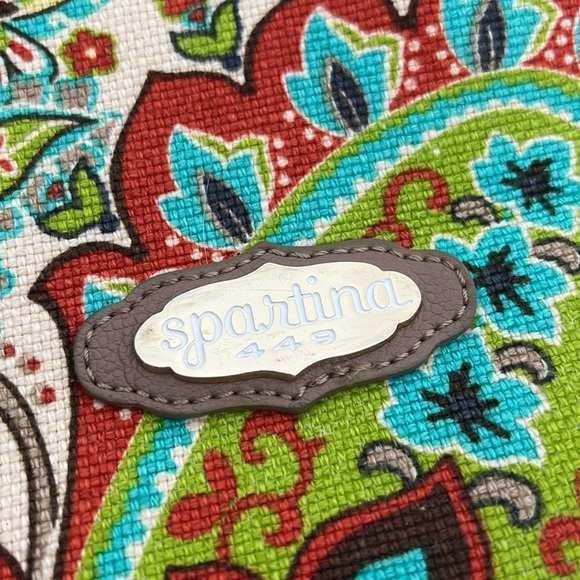 Spartina 449 Paisley Floral Large Shoulder Bag Turquoise & Orange - Picture 14 of 16